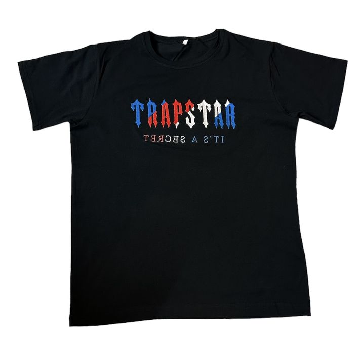 Тениска Trapstar черна, бяла и синя