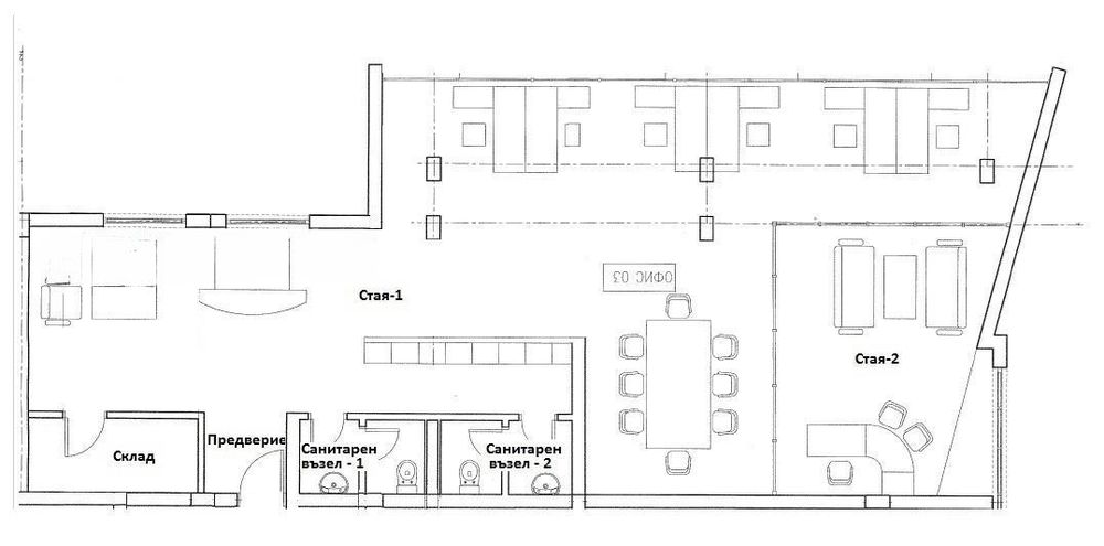 130 кв.м open space офис до метро – напълно окабелен, идеален за IT и
