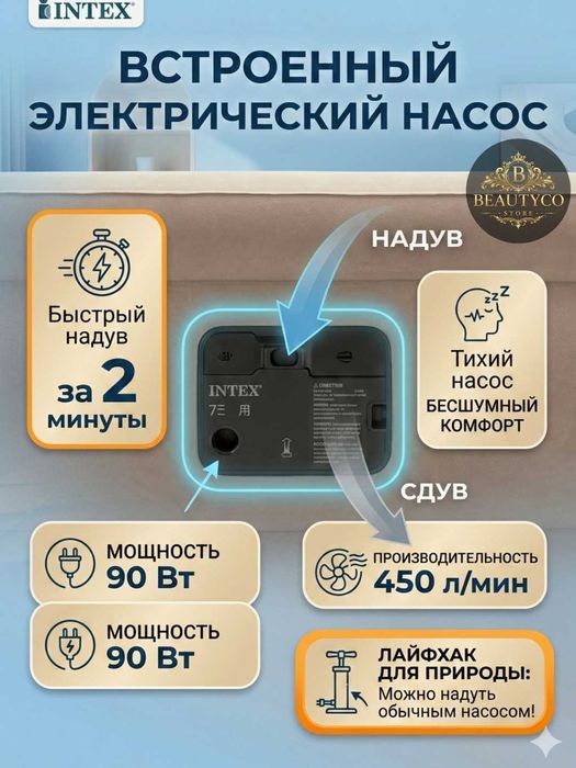 Надувная кровать Intex 64426 Ultra Plush  комфортный сон в любом месте