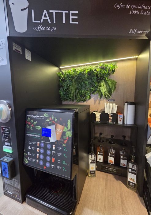 Aparat Cafea Vending Latte cu sisteme de plata Televend Cloud si myPOS Afacere la cheie