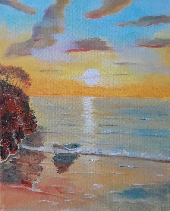 "Лодка", маслени бои върху платно 40/30см