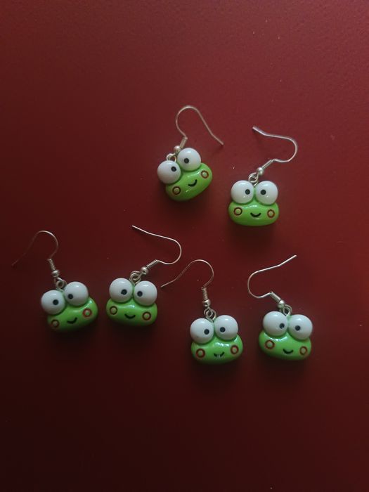 Детски обеци жабки, зелени жабки