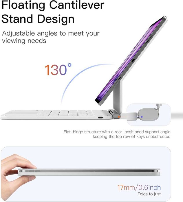 Inateck NeoMagic Магнитен калъф с клавиатура за iPad Air 13/Pro 12.9 гр ...