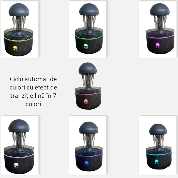 Difuzor Umidificator Aromaterapie Meduză 320 ml cu lumini LED 7 culori