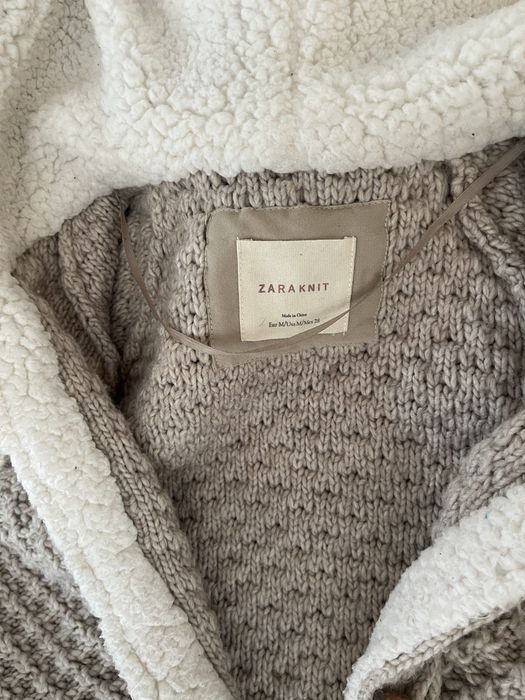 Vesta lana Zara knit cu blana