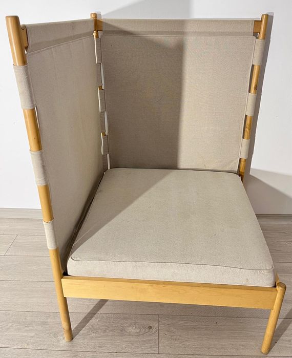 Fotoliu Colț Din Lemn Masiv tip Lounge Corner; Fotoliu Panouri Textile