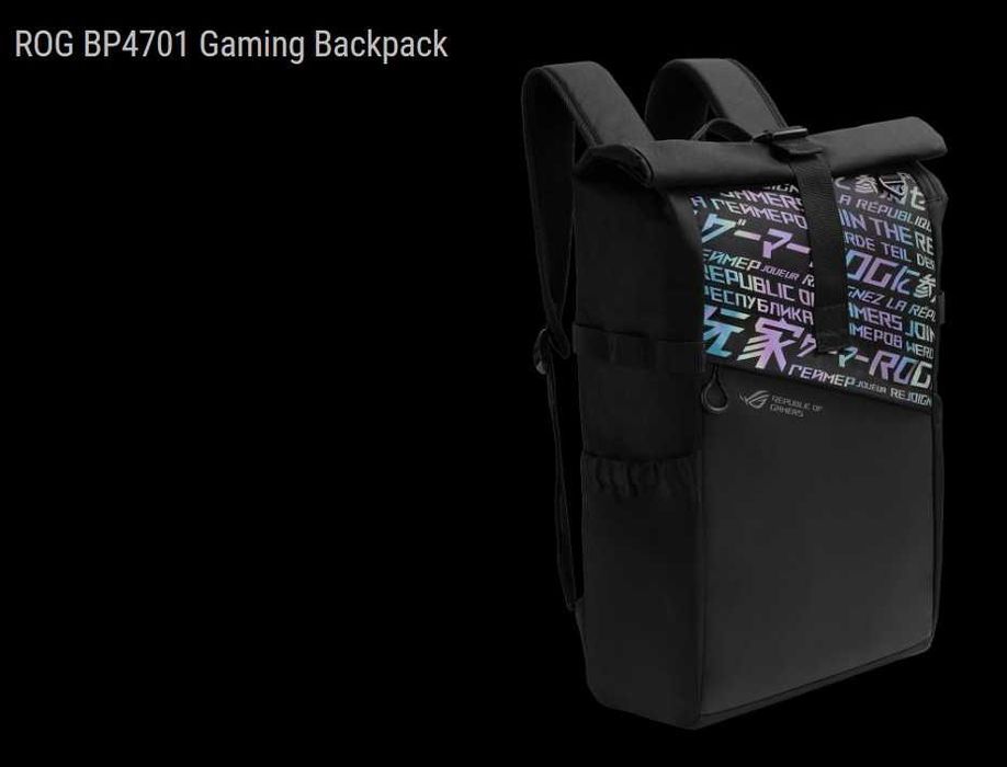 НОВА Геймърска раница ASUS ROG, водоустойчива, подходяща за 15", 16", 17" и 18" лаптоп
