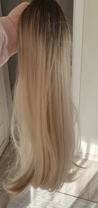 Perucă/Topper blond șuvițat din par sintetic, nouă cu etichetă