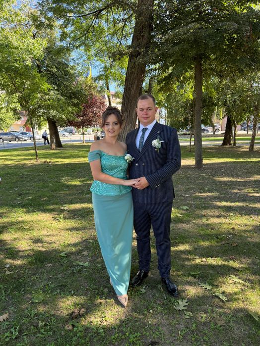 Rochie nașă , făcută pe comandă, pe corset