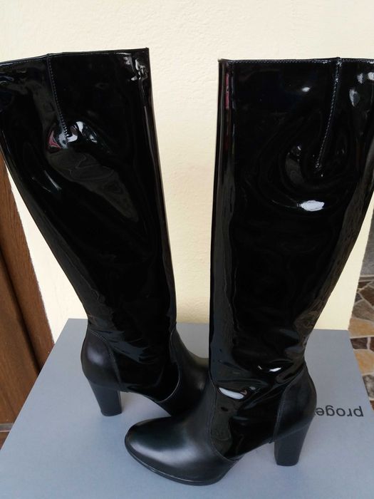 Cizme NOI negre de piele naturala, marimea 37-38