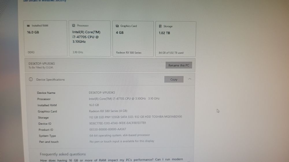 PC Gaming Intel i7 | Sapphire RX 580 4GB | 16GB RAM | SSD + HDD | Carcasă RGB