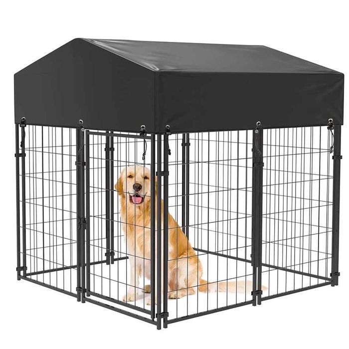 Голяма дворна клетка за куче с покрив / Метално заграждение за куче