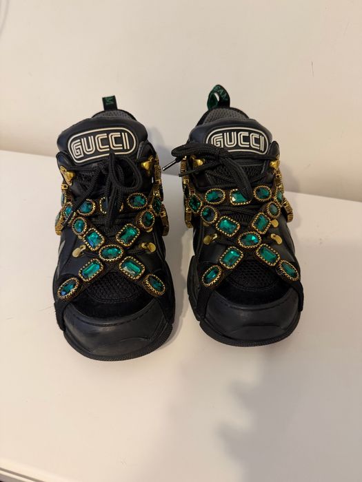 Gucci Flashtrek Black Crystal Sneakers