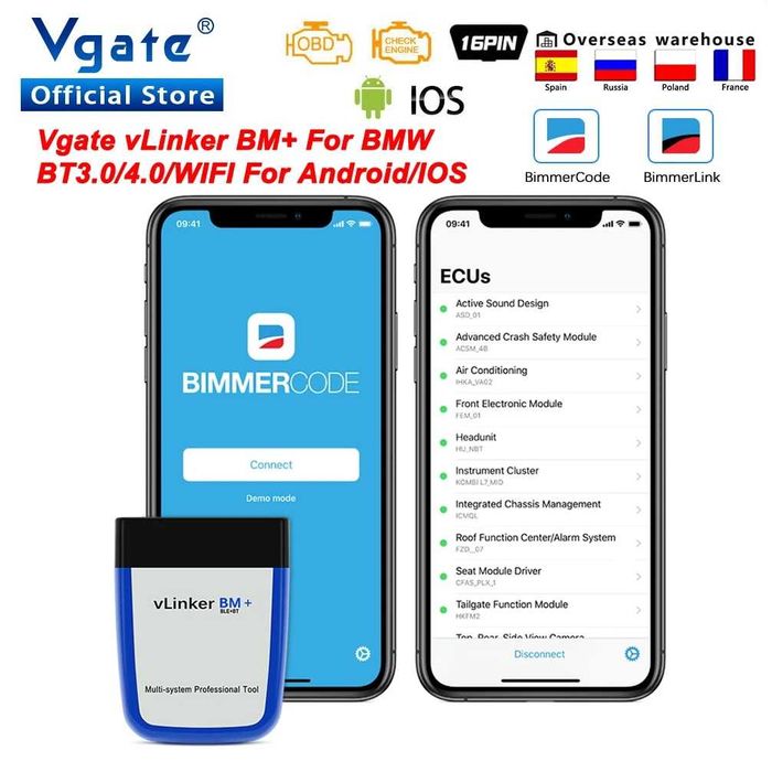 Tester obd2 BMW Vgate vLinker BM+  pentru BMW