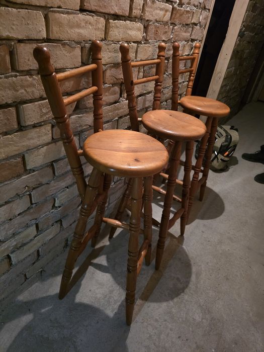 Бар столове (щъркели) от масивно дърво 3 броя