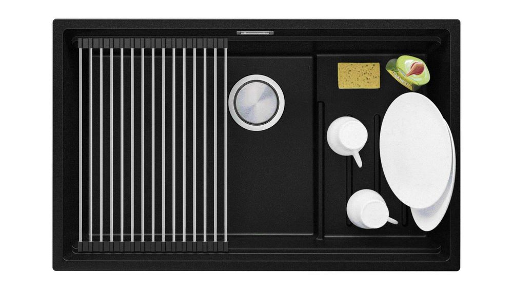 Графит гранитна мивка за монтаж под плот Прага 80 Step Level 560 x 470