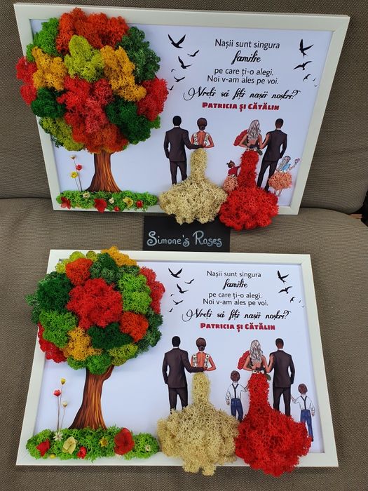 Tablouri licheni mama, prietene, cununie, cadouri nași, familie, nunta