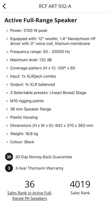 Boxe active RCF ART 932A - nu dynacord, fbt, jbl, yamaha, electrovoice