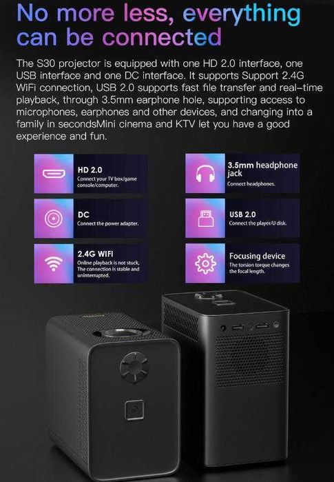 S30MAX 4D 4096x2160P 9500L WiFi Видео Проектор 4K Android ScreenMirror