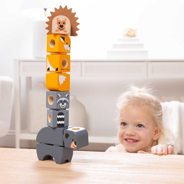 Дървен конструктор Melissa & Doug Blockables Горски приятели Ферма 16 части 2 вида