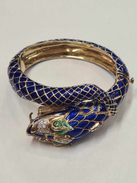 Bratara din aur galben de 14k cu email si diamante naturale, BRAU109