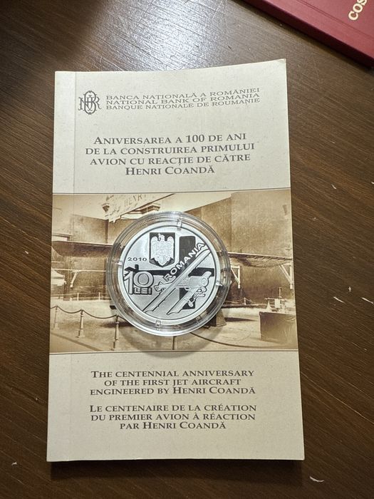 MONEDA BNR Henri Coanda Primul Avion cu Reactie 10 lei 2010
