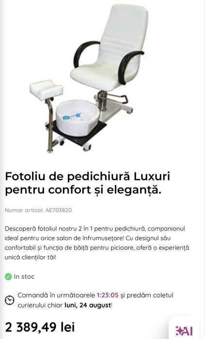 Scaun de pedichiură – 1.000 lei
