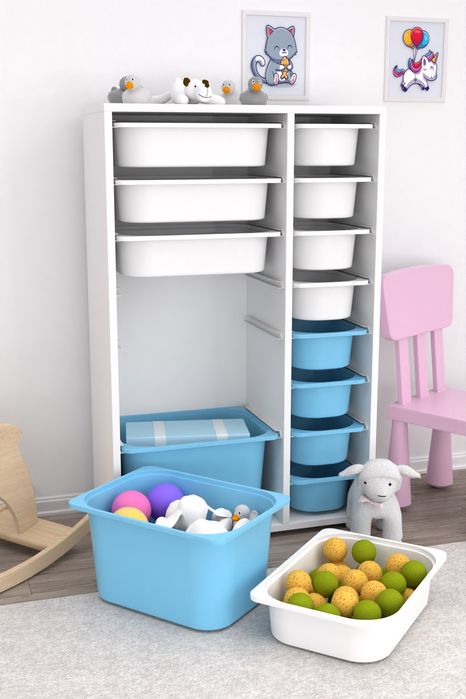 Органайзер, Етажерка за играчки, Мултифункционален шкаф с 14 кошници