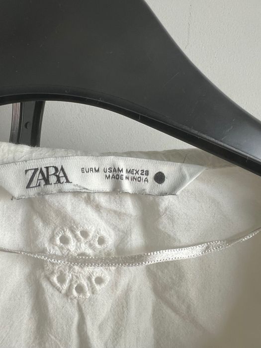 Сет/комплект памучна риза с бродерии Zara, дънки Mango Premium памучни и подарък сладка нова лятна лимонено жълта чанта