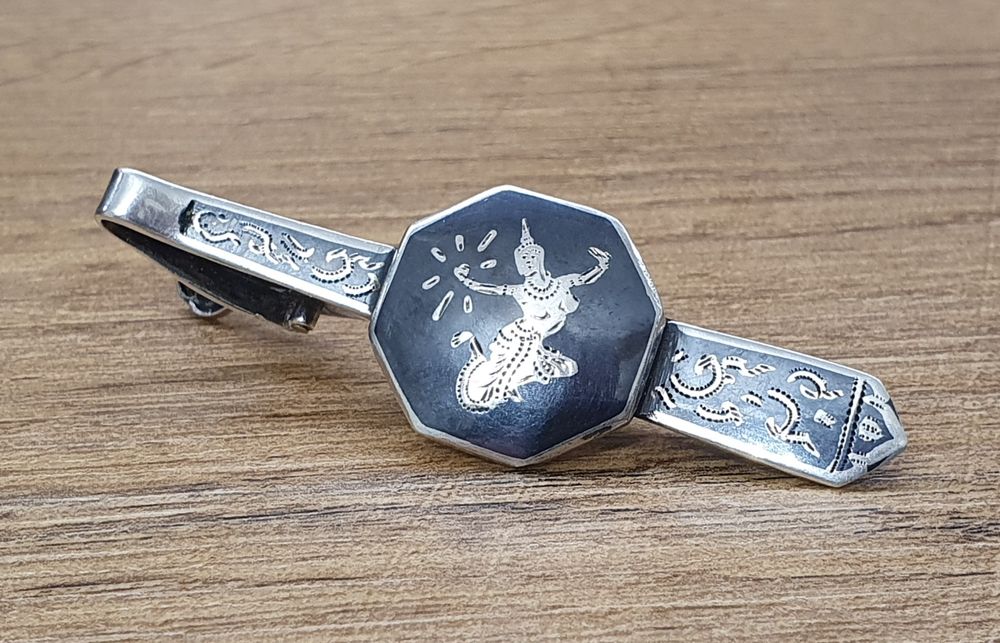 Ac cravată argint vintage 925 Siam Sterling Niello 8,2 gr