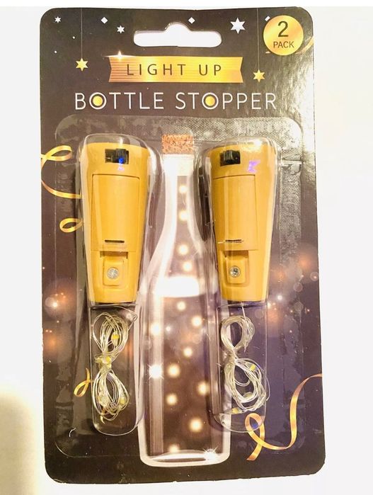 2 x Светеща Тапа за Бутилка с LED Гирлянд Декор