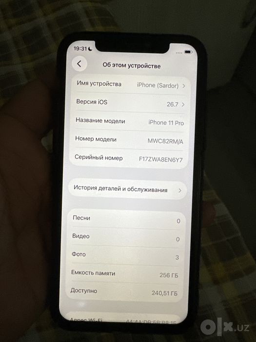 Iphon 11 pro 256gb ekran alishgan