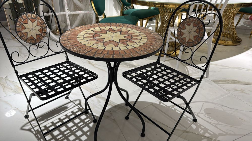 Produse noi !Set masa si 2 scaune terasa metal si mozaic