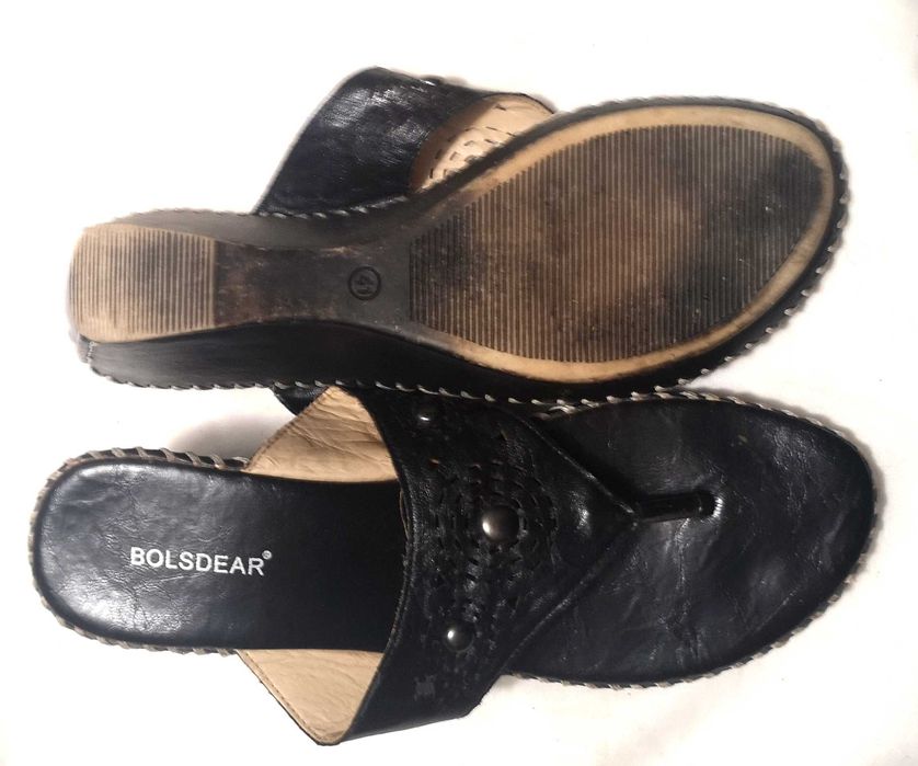 Vand slapi de dama, din piele neagra, marimea 41