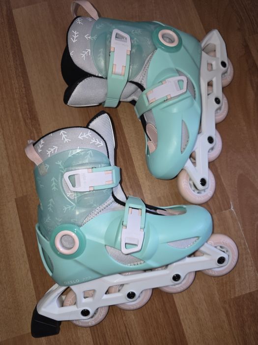 Role OXELO  PLAY5 Verde deschis Copii marime 30 - 32 reglabile