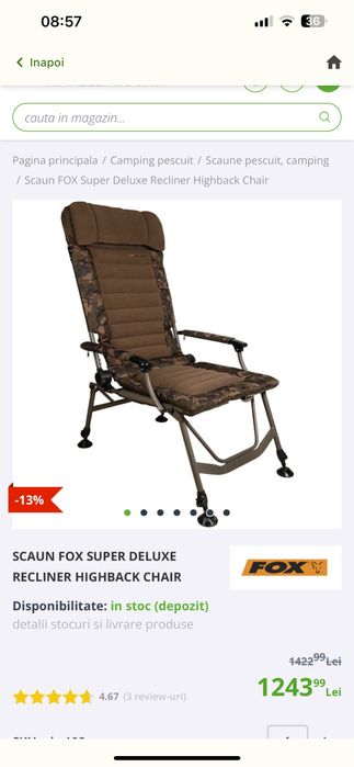 Scaun si husa fox super deluxe recliner highback