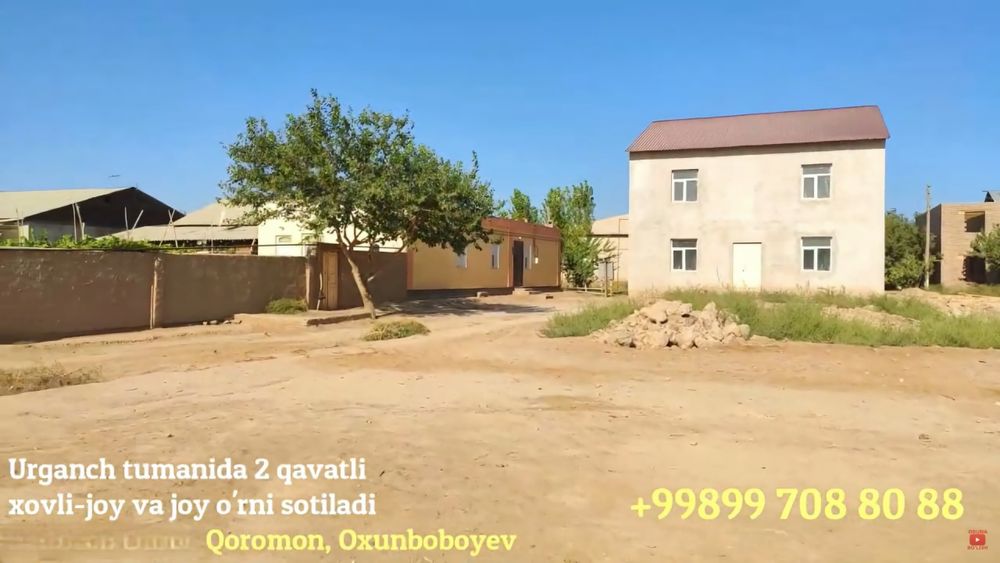 Урганч тумани Коромонда 1024 кв.метрда 2 каватли уй, фундамент ва ер.