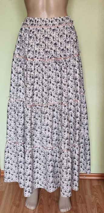 Fusta maxi, print cu flori mici, bumbac 100%, marimea 44