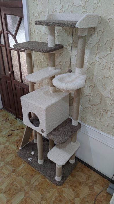 Большой Игровой комплекс для кошек. Когтеточка. Зоодомики