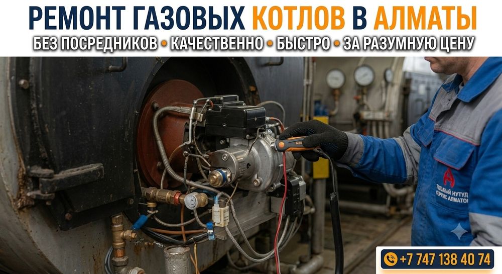 Настройка горелок промышленных газовых котлов в Алматы.