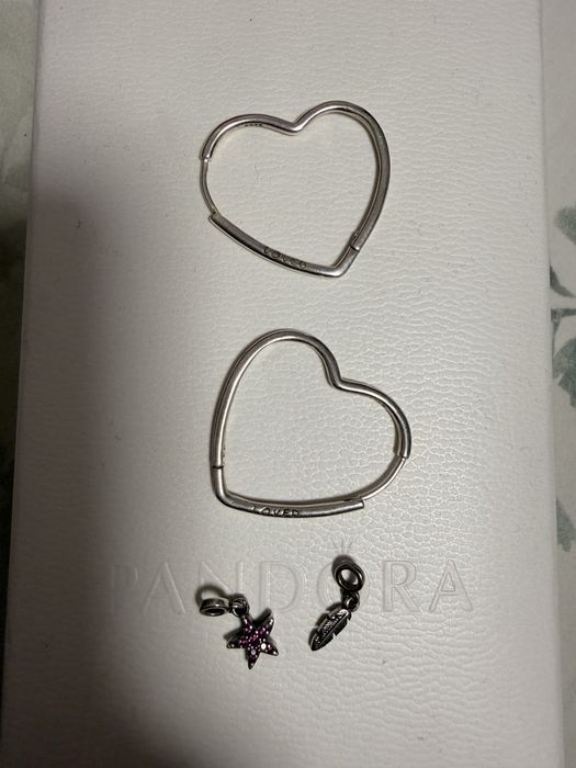 Обеци Пандора с две висулки за закачване