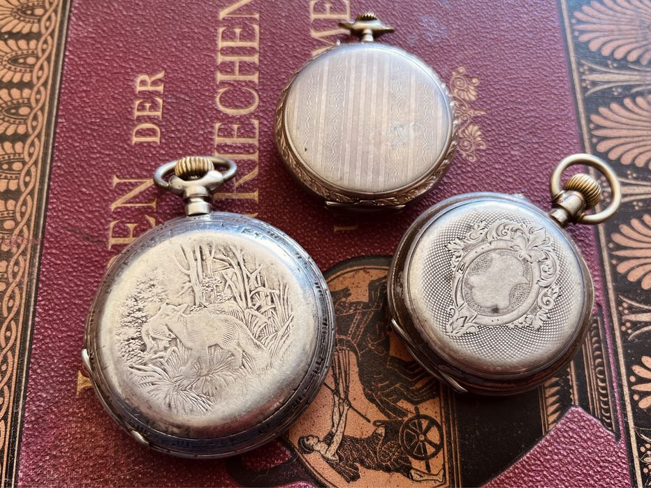 Старинные часы антикварные карманные сребрянные 1900 е гг