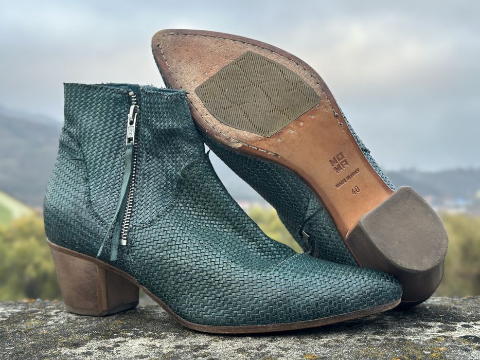 Euc Moma Woven leather double zip ankle booties 40o