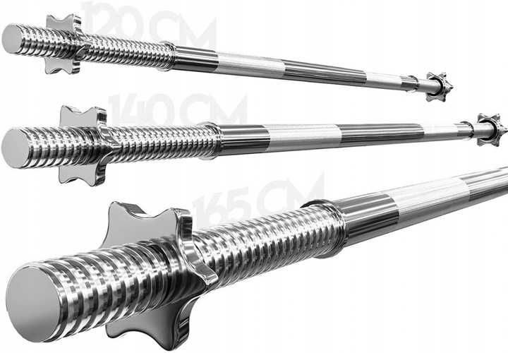 Хромирана щанга 140 см + звездовидни гайки Physionics