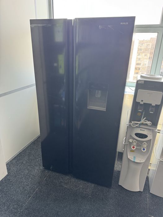 НОВ Двукрилен хладилник Muhler с фризер А++ 5год. Гаранция с диспенсер