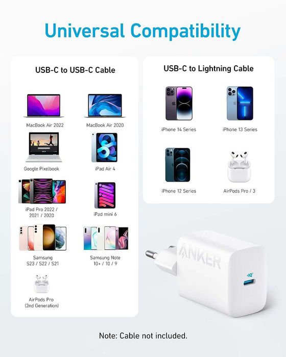 Anker 312 USB-C зарядно за стена,30W,комплект 2 броя