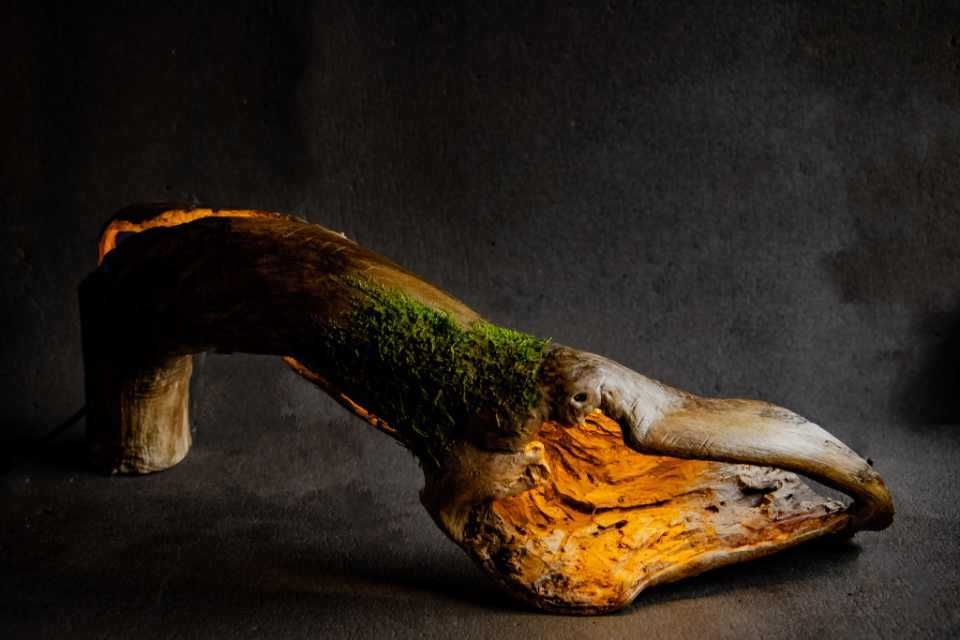 Дървена авторска лампа