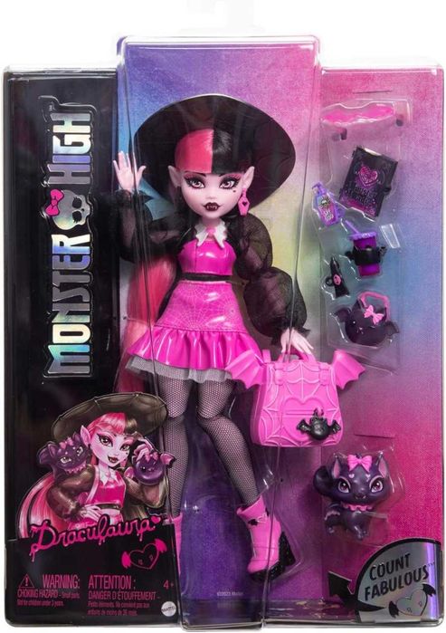Кукла Дракулаура из Monster High с питомцем — котом-летучей мышью