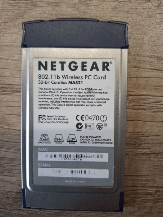 Wireless PC card Netgear MA521