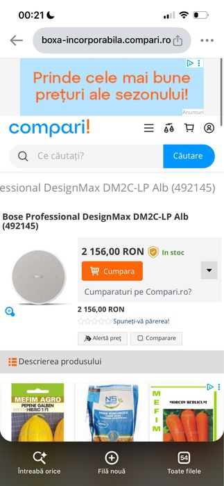 Set boxe Bose DesignMax DM2C-LP Alb, 16w, incastrabile
